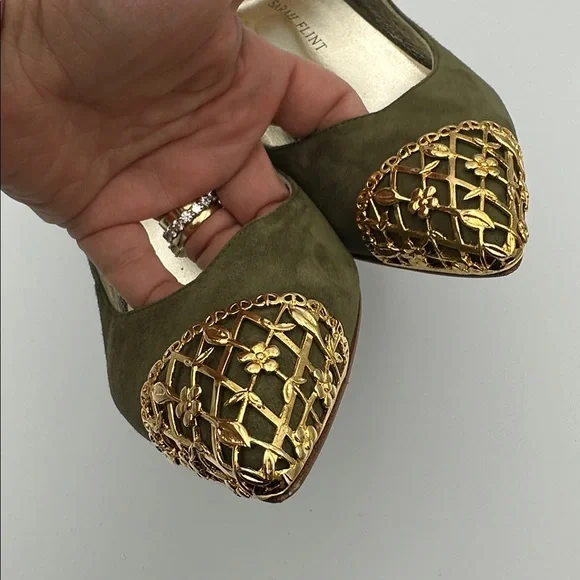 Sarah Flint limited edition Filigree pumps Sz39.5 Green Gold